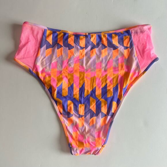 Aerie High Cut Cheeky Bright Pattern Swim Bottoms - Picture 2 of 4